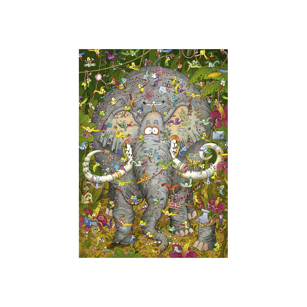 Puzzle - Heye - Triangular Box - Degano; Elephant's Life 1000Pc