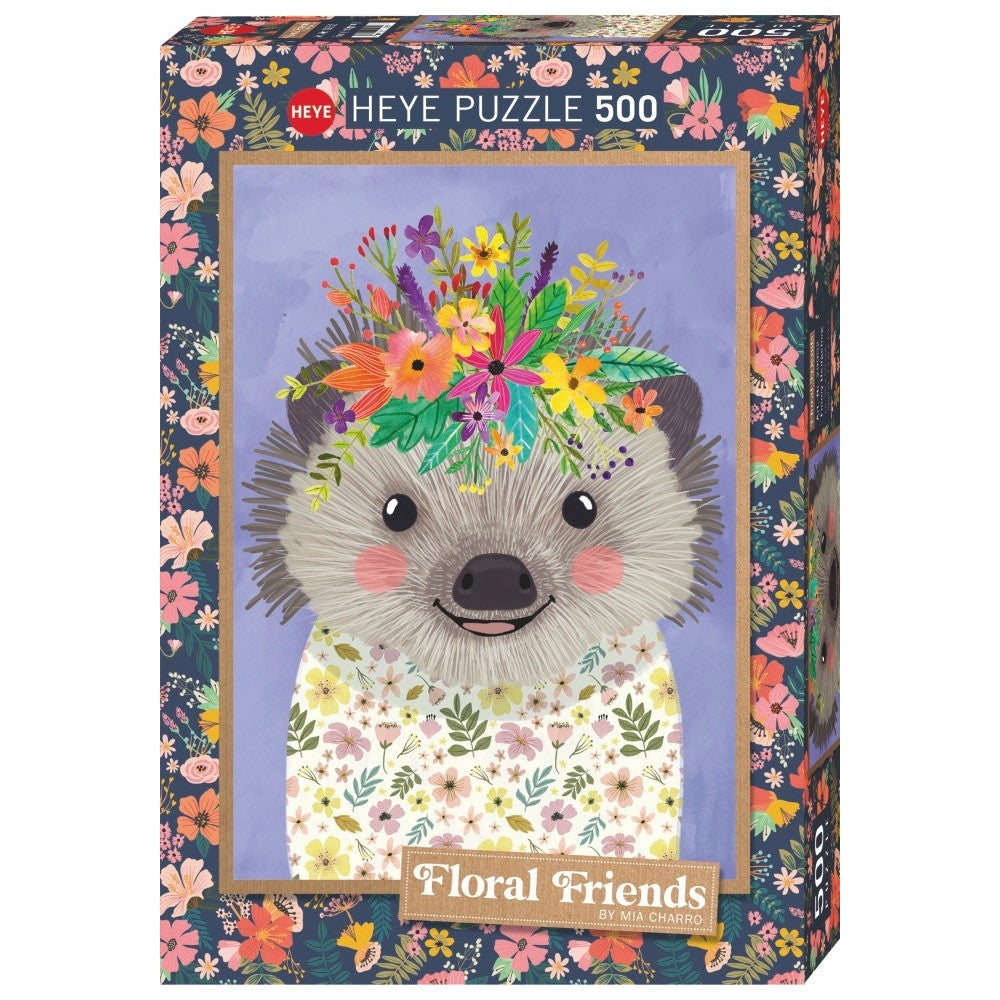 Heye - Floral Friends; Hedgehog 500 Piece - Jigsaw Puzzle