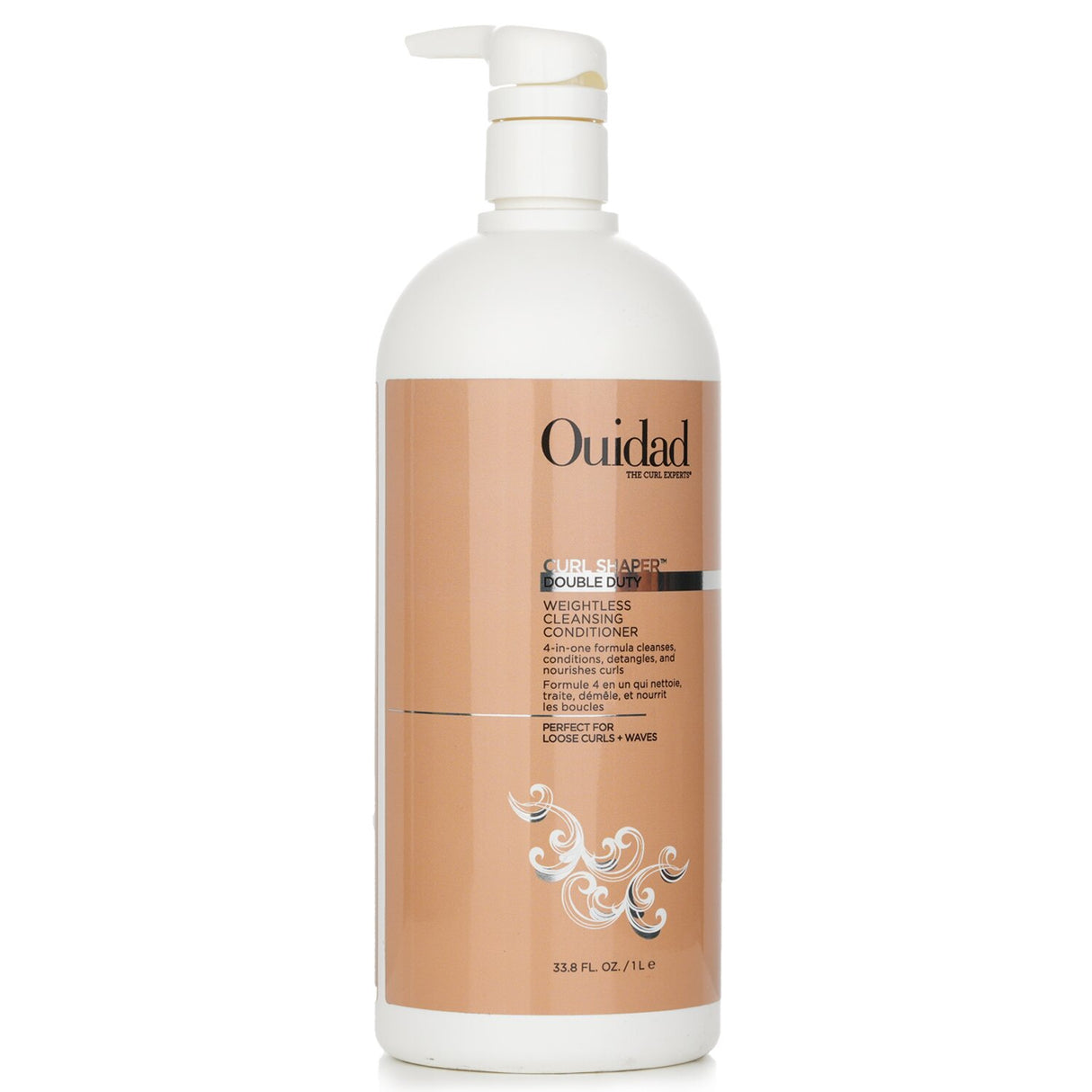 Ouidad Curl Shaper conditioning cleanser for loose curls, enhances hydration, manages frizz, and doubles as a quick-use shampoo.