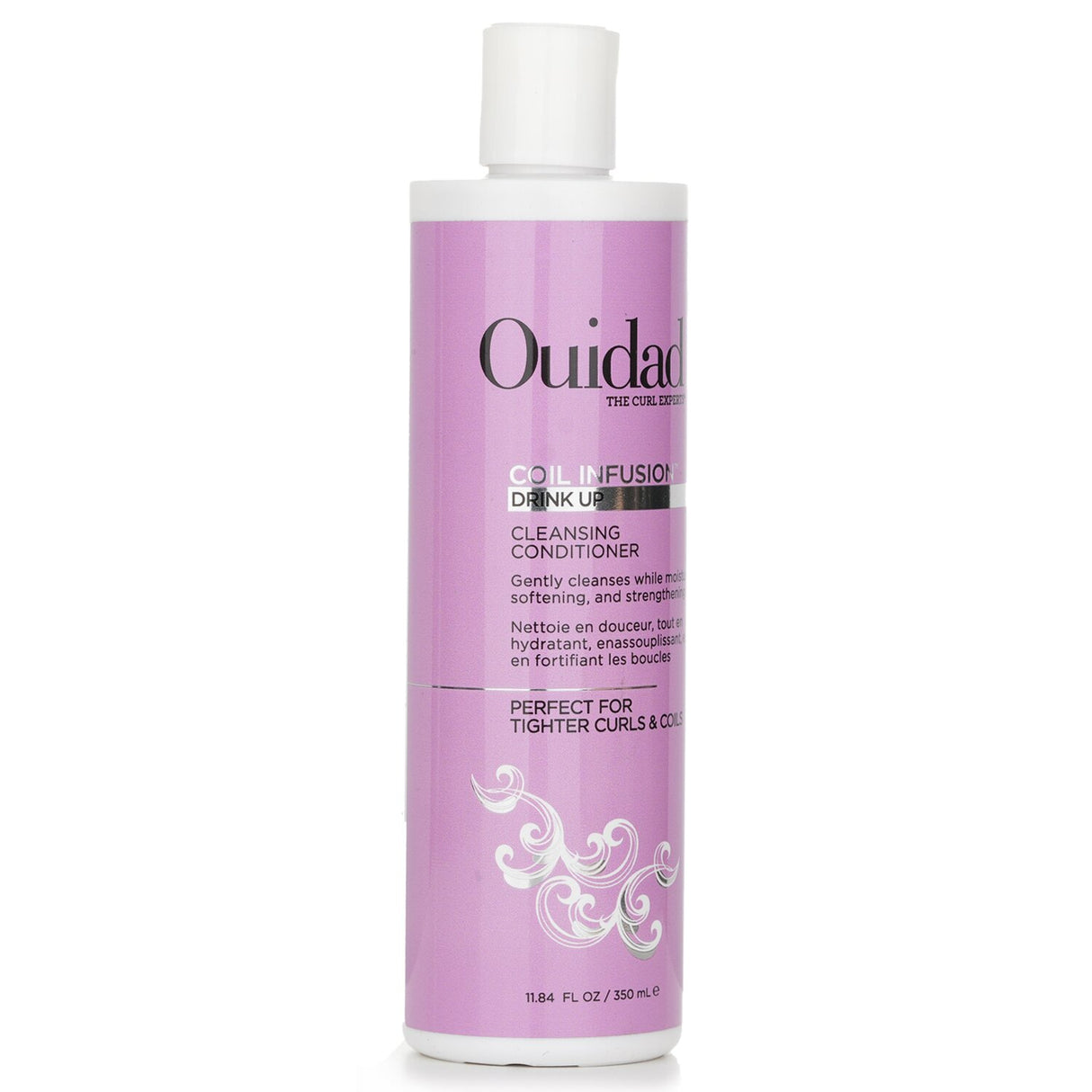 Ouidad Coil Infusion Drink Up Cleansing Conditioner in a 355ml bottle, ideal for moisturizing and cleansing curly hair and coils.