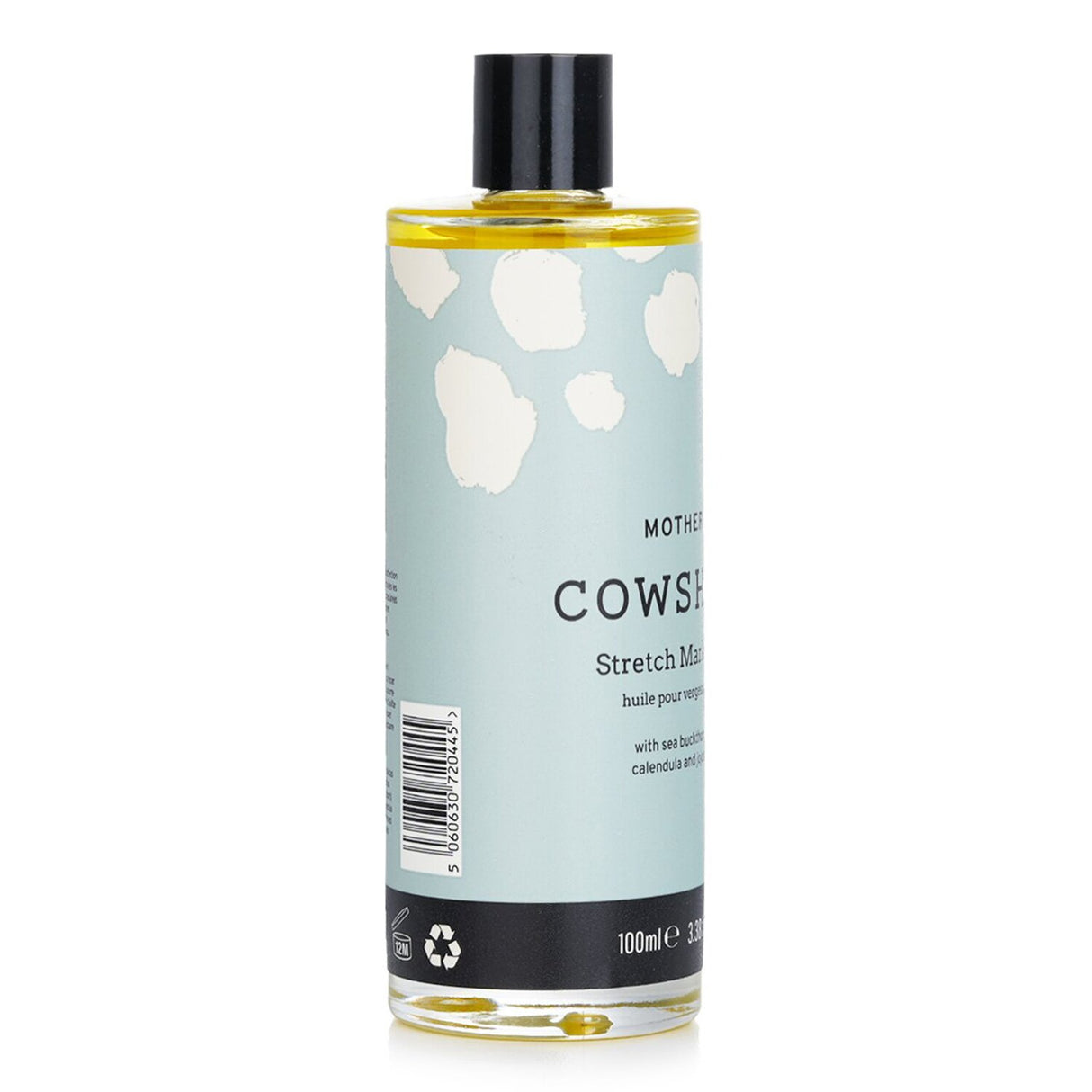 Cowshed Mother Stretch Mark Oil, a nourishing blend for new mothers, enriched with Vitamin E and floral scent for skin elasticity.