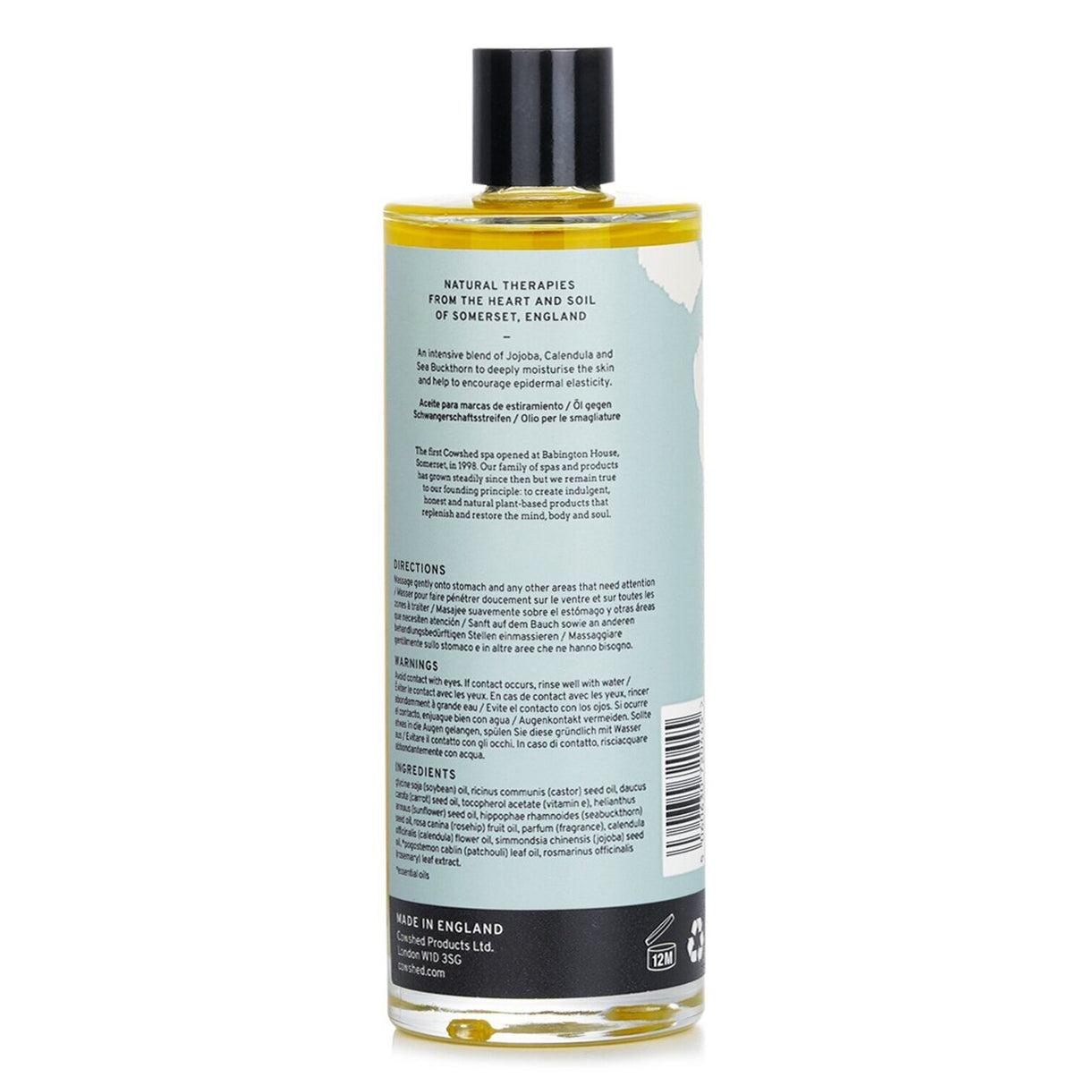 Luxurious Cowshed Mother Stretch Mark Oil with nourishing oils for skin elasticity, ideal for new and expecting mothers.