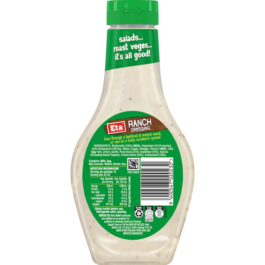 Eta Ranch Dressing Gourmet Btl 250mL