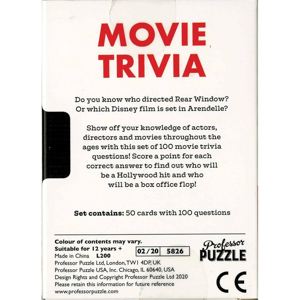 Movie Trivia Mini Trivia Game Card Game