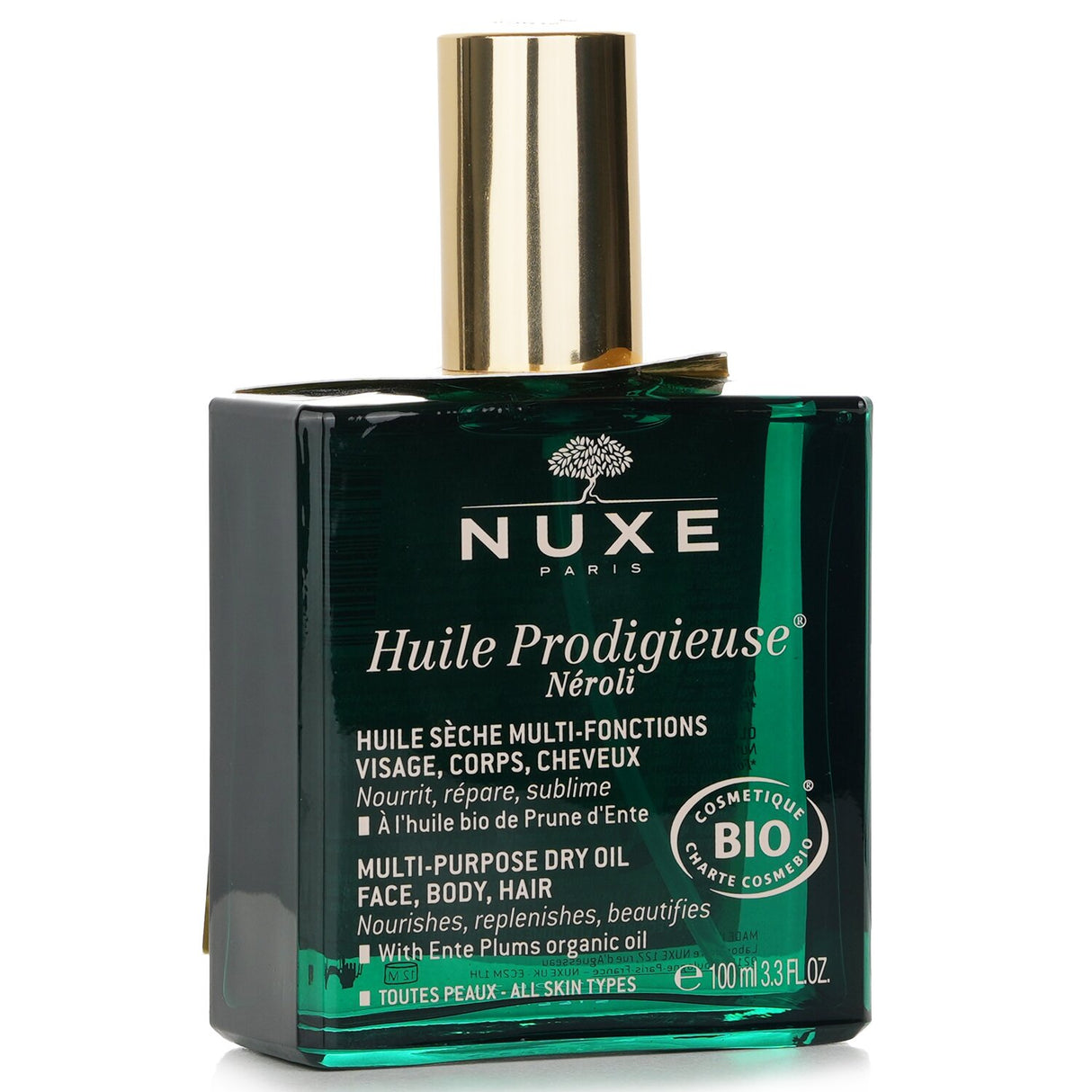 Nuxe Huile Prodigieuse Neroli multi-purpose dry oil, 100ml, nourishes skin and hair, leaving a radiant satin finish.