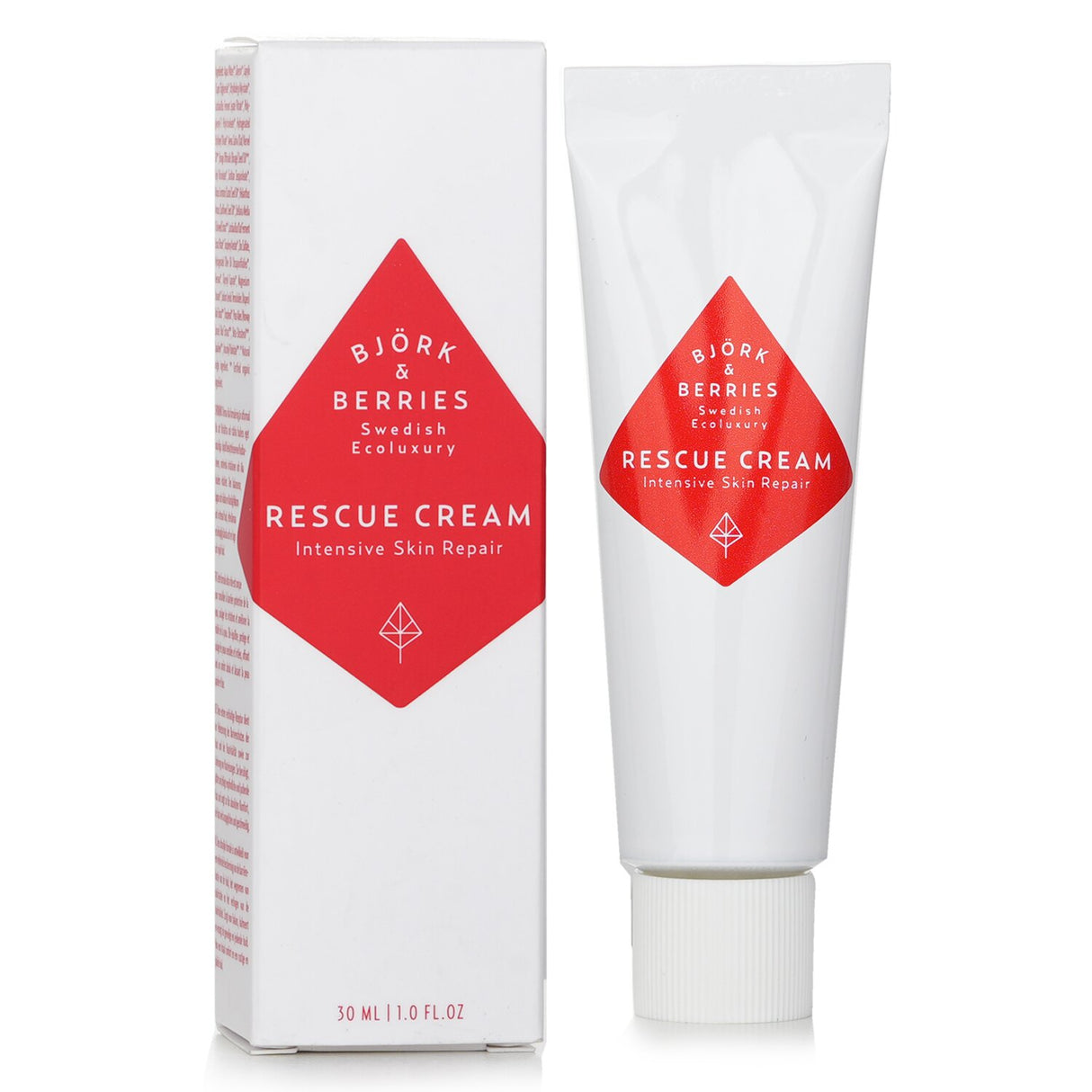"Hydrating 30ml Rescue Cream by Bjork & Berries, enriched with oat extract for soothing dry, sensitive skin."