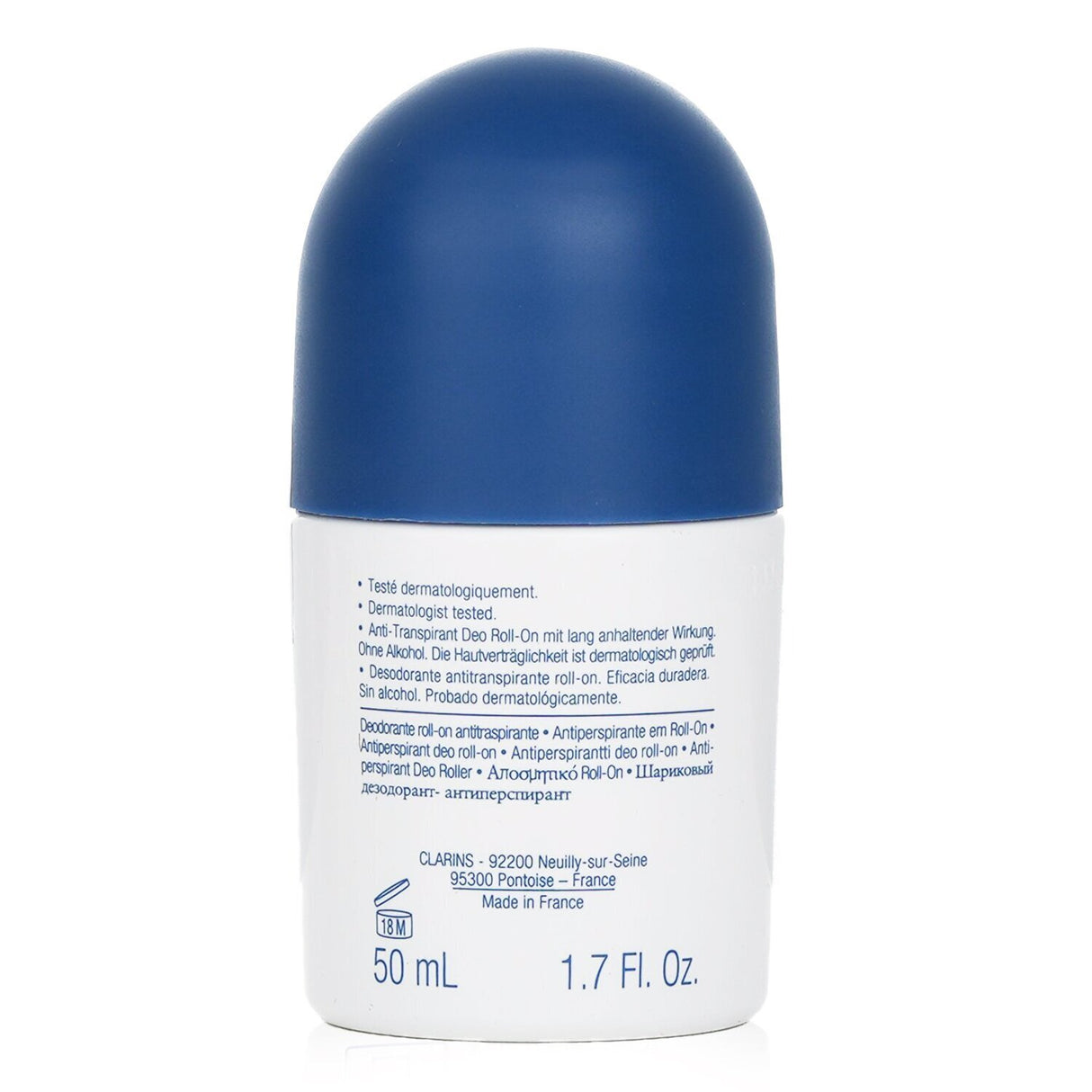 Clarins Men Antiperspirant Roll-On, 50ml: Alcohol-free formula with minerals, soothing aloe, non-sticky, perfect for all skin types.