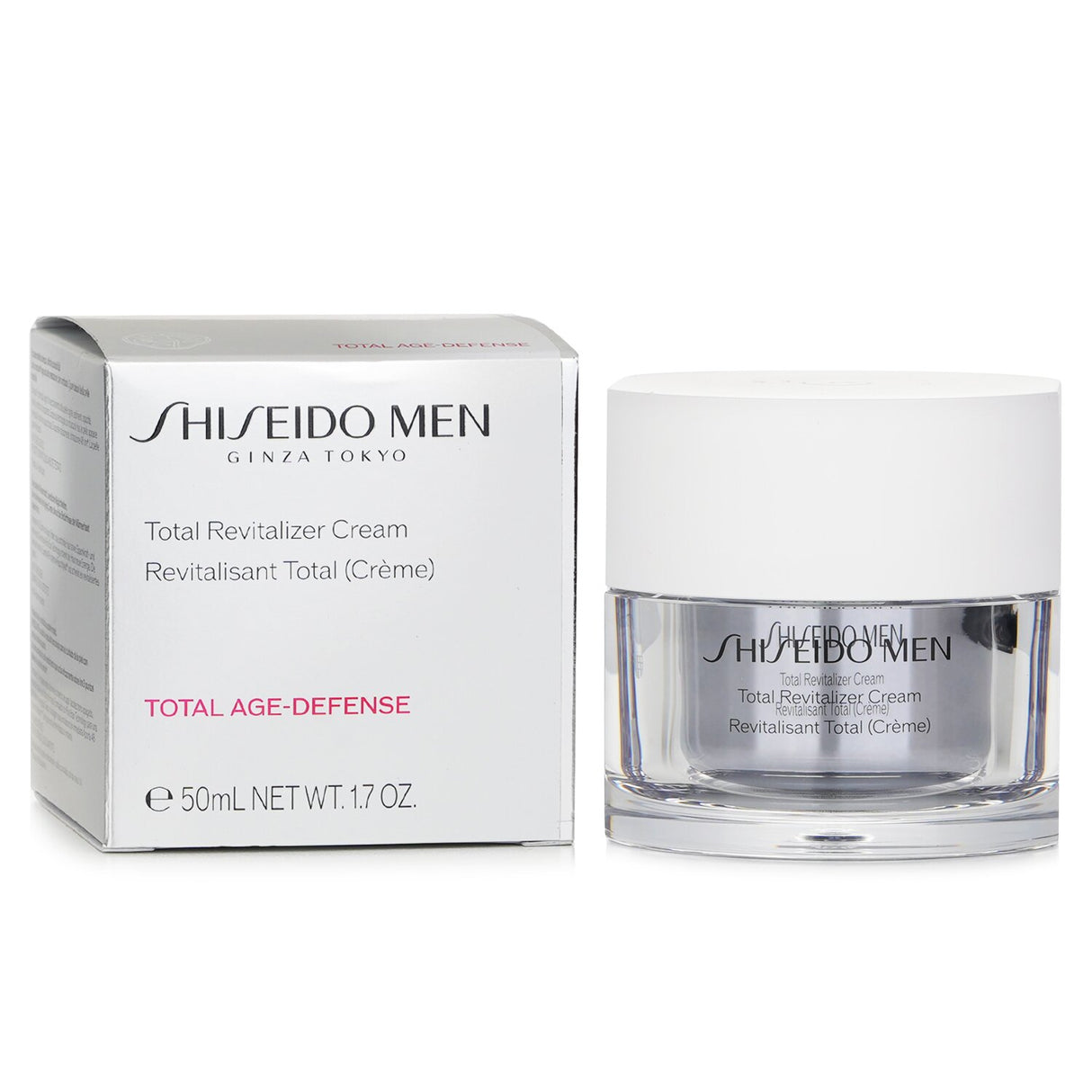 Anti-aging Shiseido Men Total Revitalizer Cream, 50ml, hydrates, smooths, and firms skin with a non-sticky, dermatologist-tested formula.