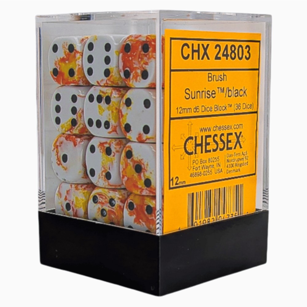 CHX 24803 Brush Sunrise/black 12mm d6 Dice Block (36 dice) - Gaming Accessory