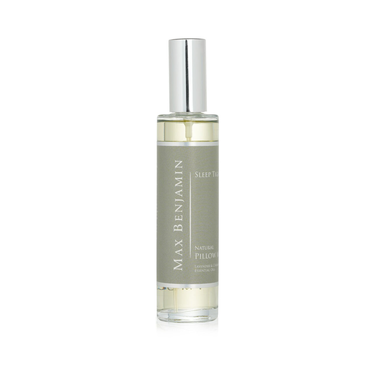 Max Benjamin Sleep Tight pillow mist in lavender and chamomile, promotes relaxation and enhances sleep quality.