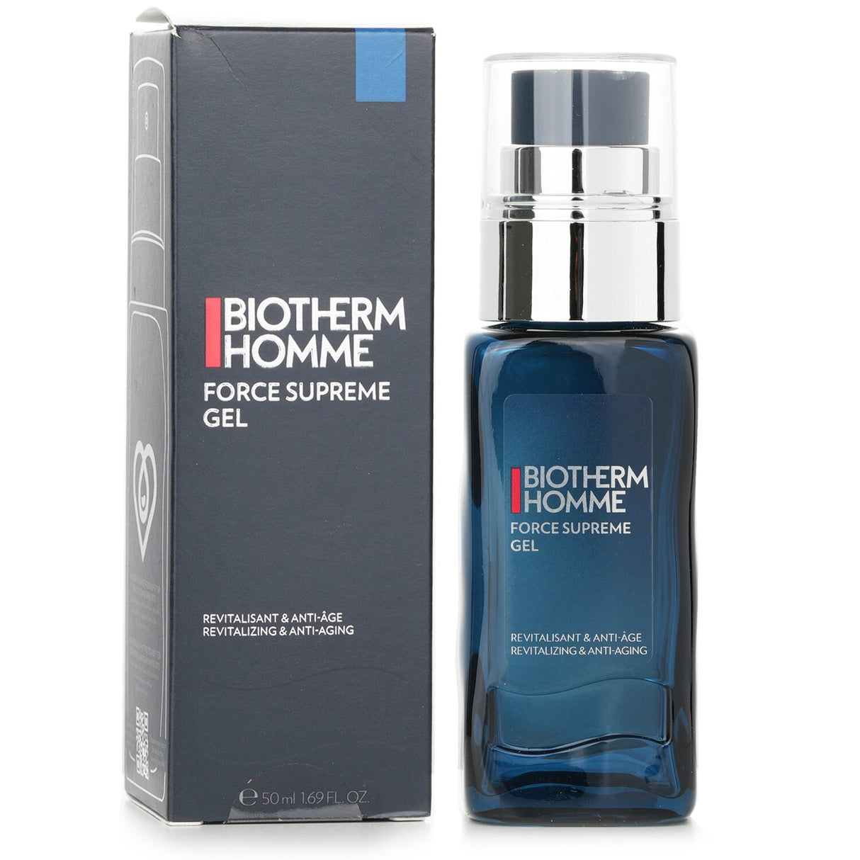 Biotherm Homme Force Supreme Gel in 50ml, a revitalizing, non-sticky facial treatment for men's youthful skin.