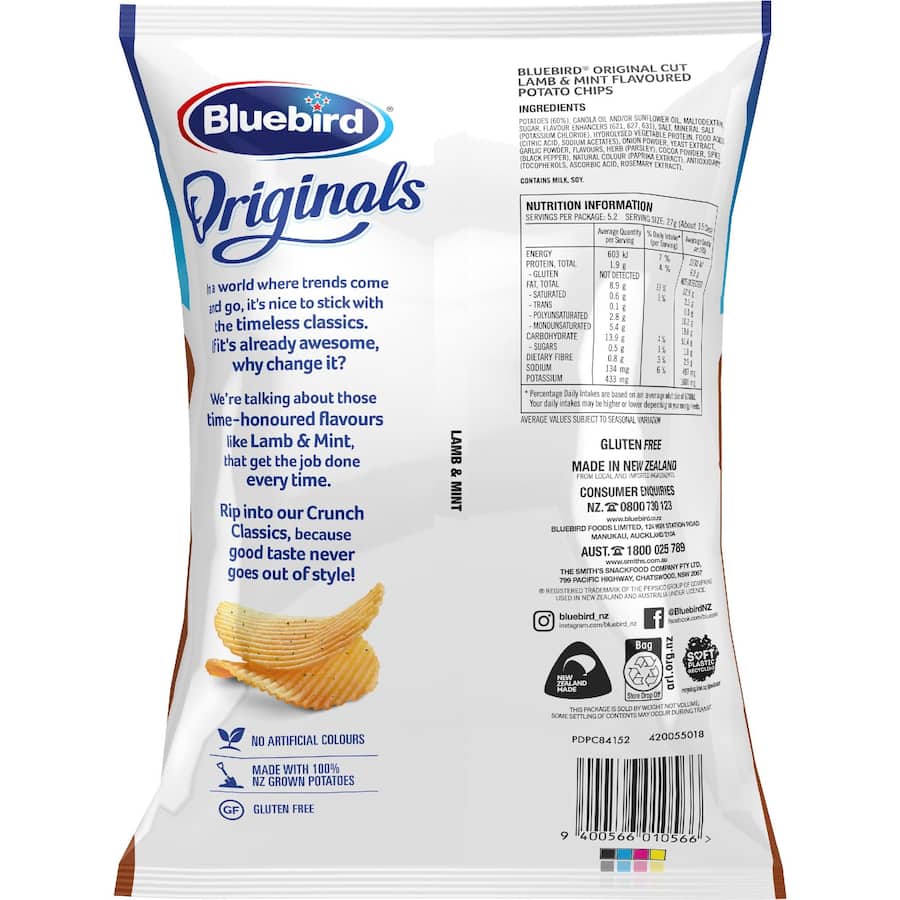 Bluebird Originals Chips Lamb & Mint 140g
