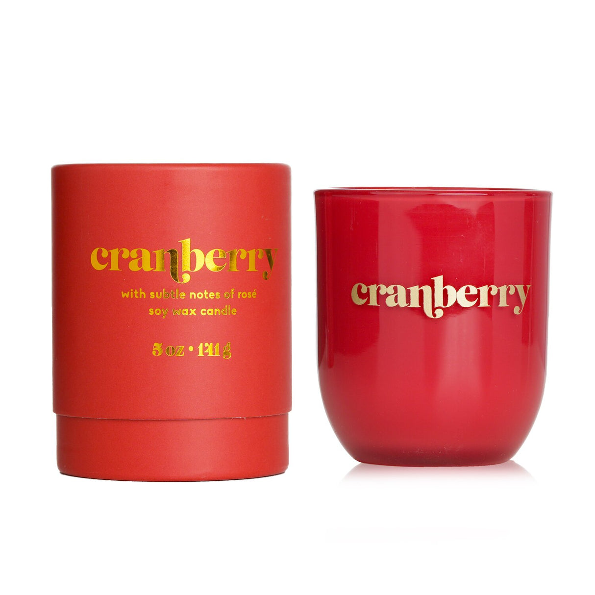 Paddywax Petite Candle in Cranberry, 141g, vegan soy wax blend in glossy glass for cozy ambiance; burns for 35 hours.