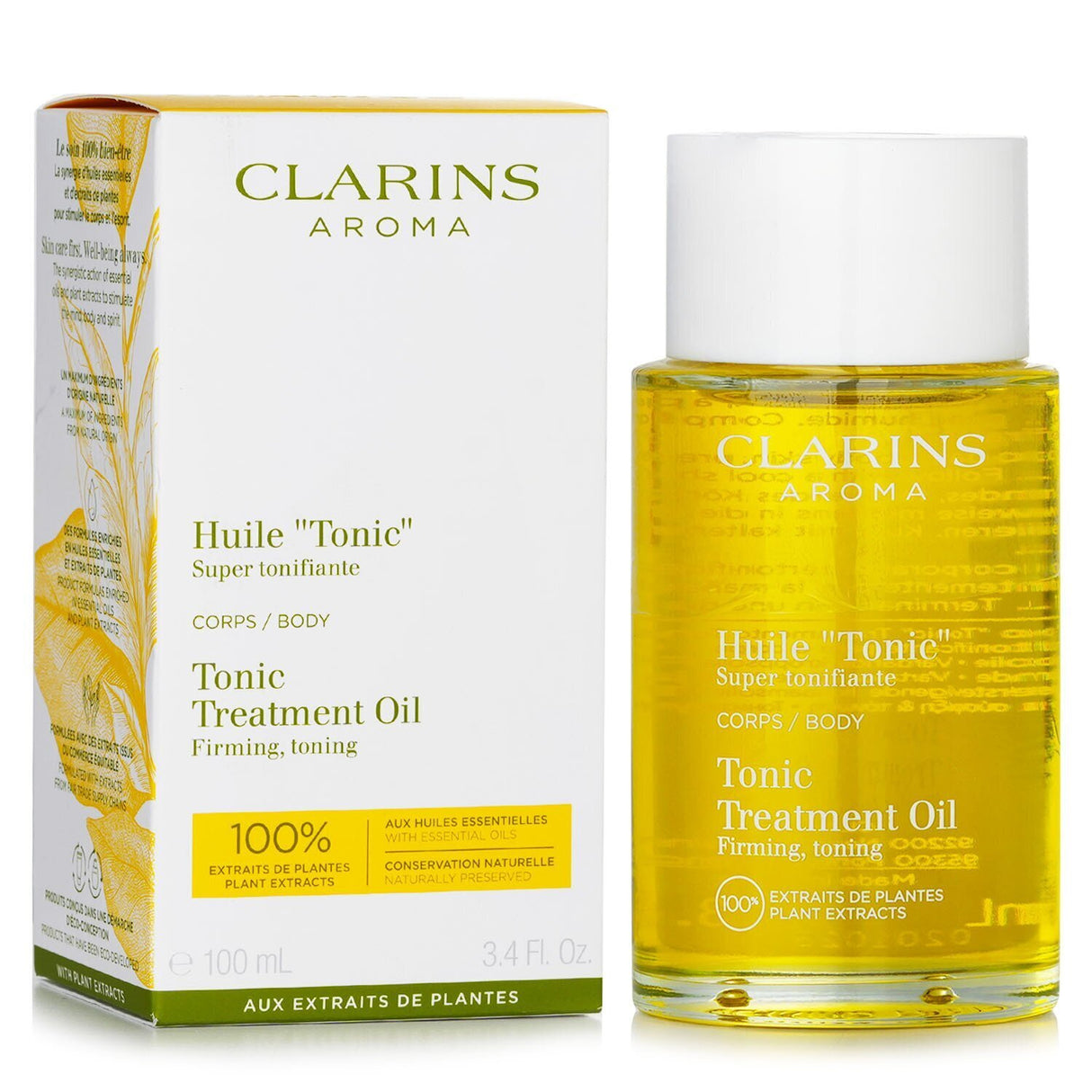 Aromatic Clarins Body Treatment Oil - Tonic, 100ml, nourishes, tones skin with pure plant extracts for a firmer, radiant complexion.