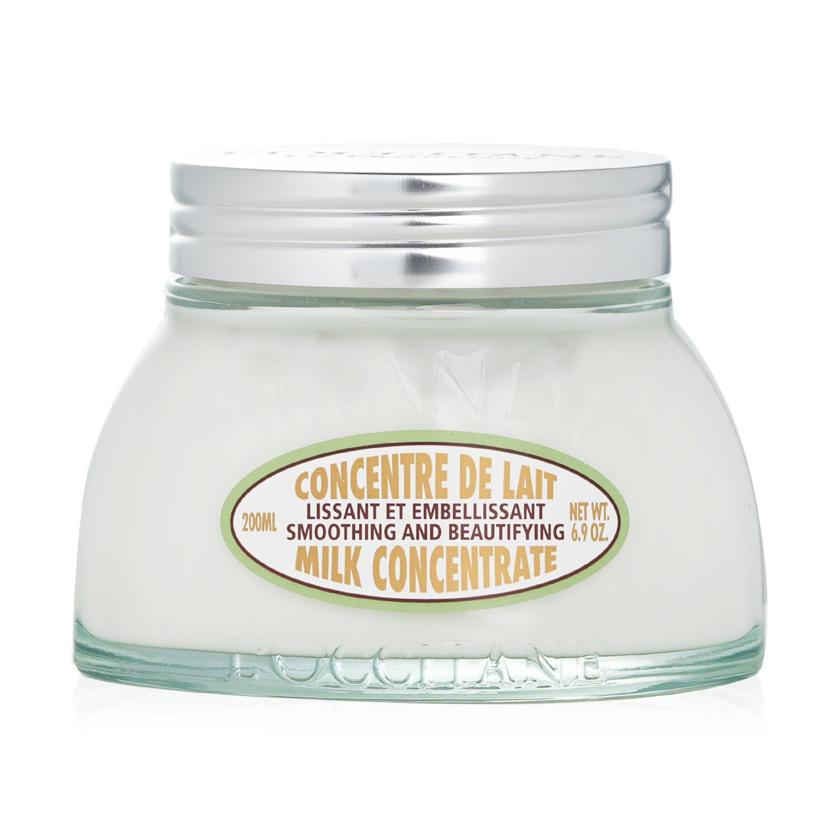 L'Occitane Almond Milk Concentrate in a 200ml jar, a silky body cream for deep nourishment and firming.