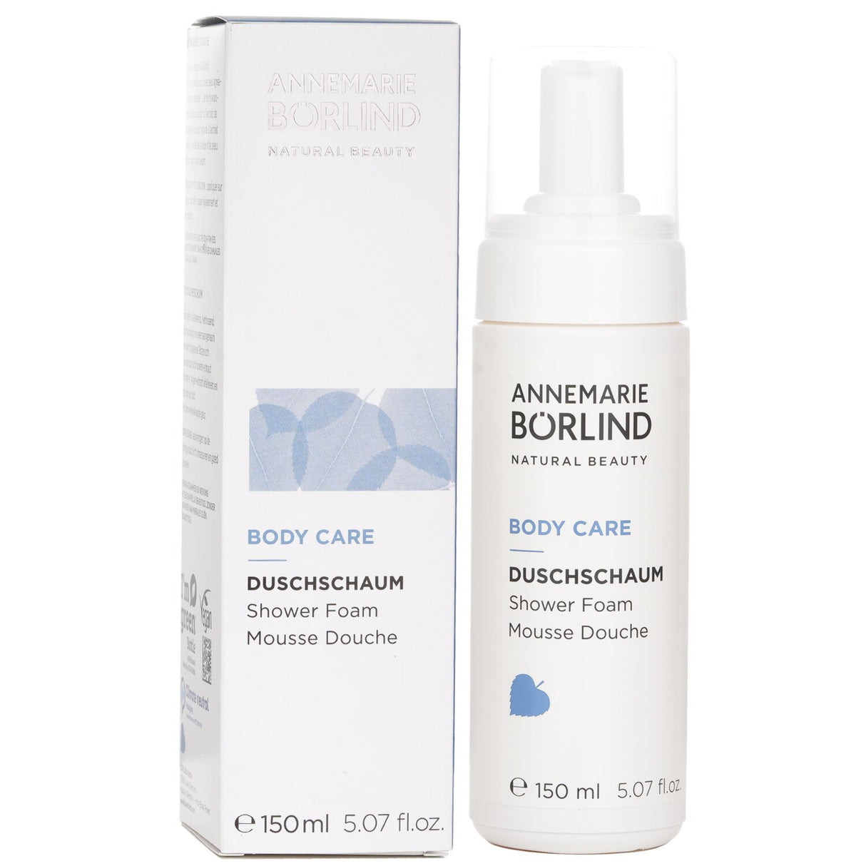 Luxurious Annemarie Borlind Body Care Shower Foam for normal to dry skin, enriched with plant extracts and hyaluronic acid.