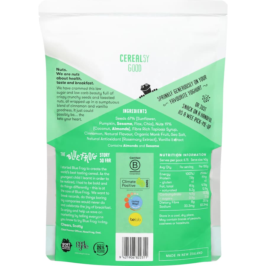 Blue Frog Granola Keto Toasted Super Seed 350g