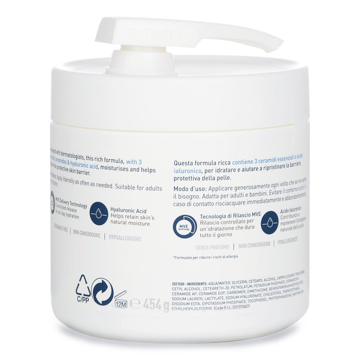 CeraVe - Moisturising Cream For Dry to Very Dry Skin (With Pump) - 454g/16oz