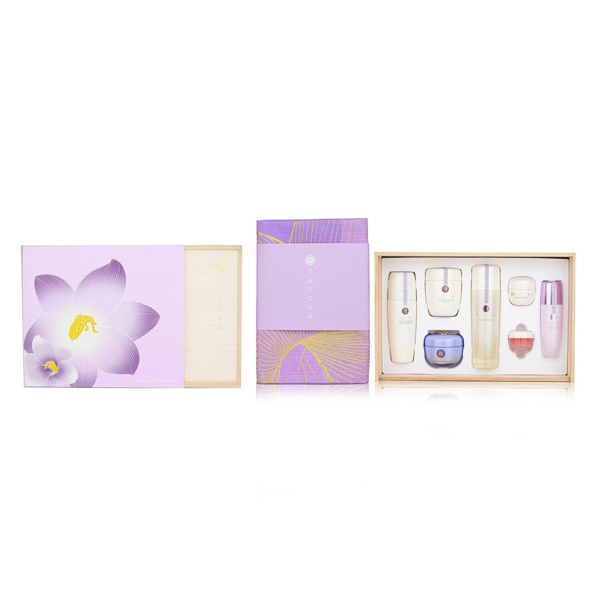 Special Edition Luxury Kiri Set featuring 7 Tatcha products for radiant, nourished skin and flawless makeup application.