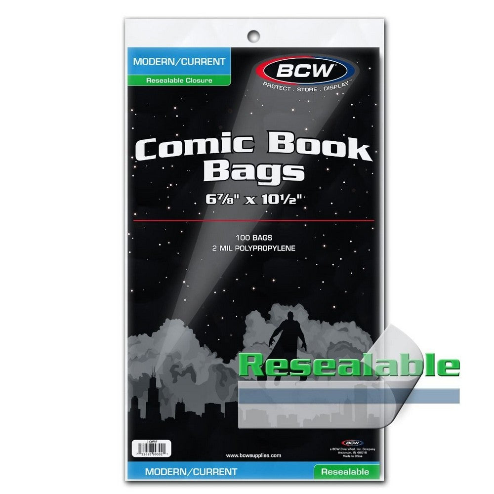 BCW - Comic Bags - Resealable Current/Modern Bags - 6 7/8 X 10 1/2 - Game