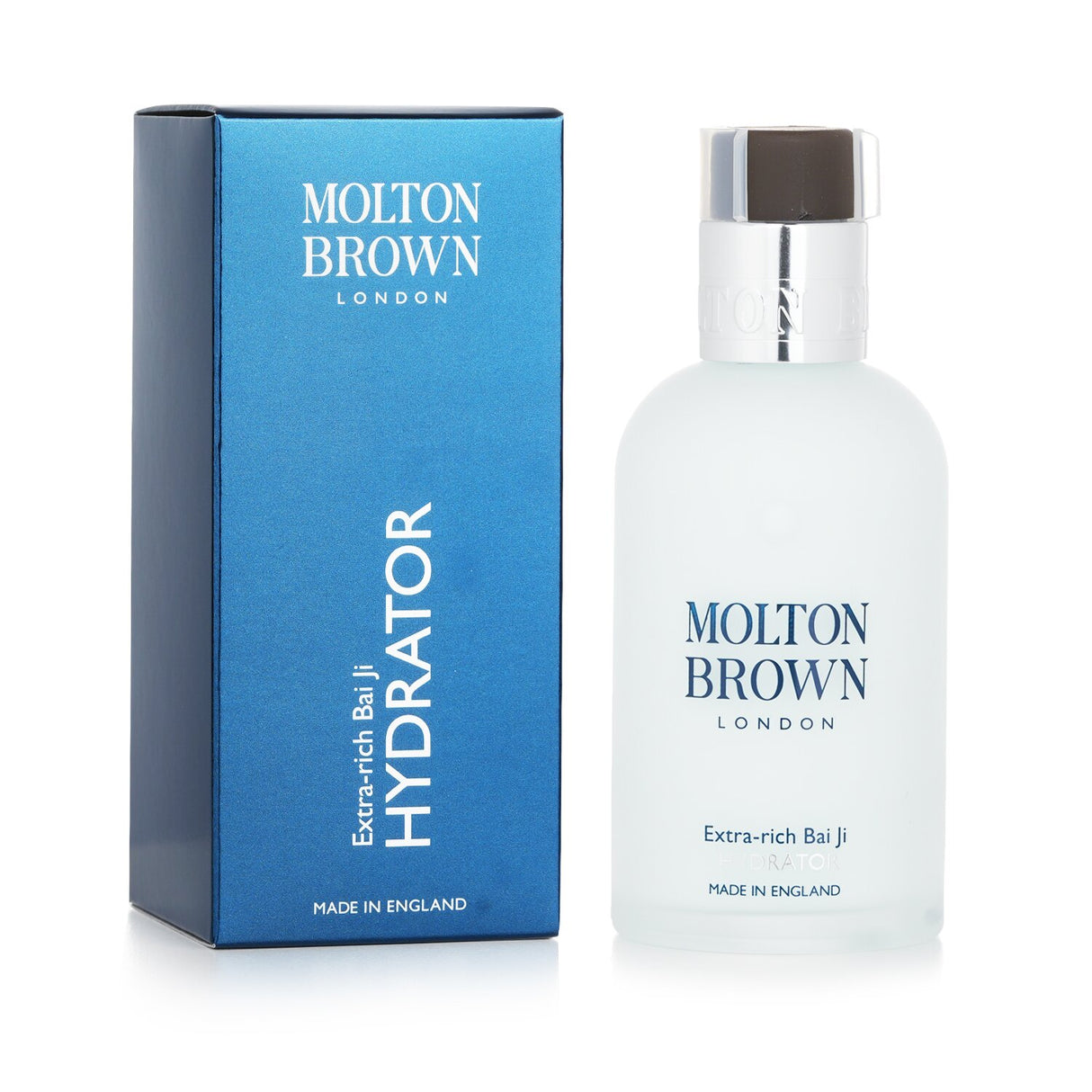 Molton Brown Extra-Rich Bai Ji Hydrator in a 100ml bottle, designed for normal to dry skin with nourishing bergamot and macadamia oil.