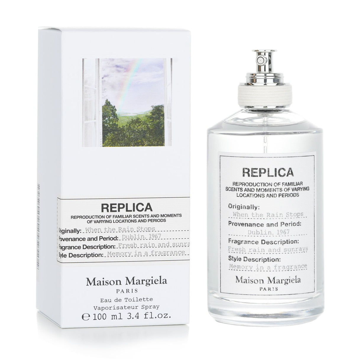 Maison Margiela - Replica When The Rain Stops fragrance, 100ml, captures the fresh essence of sunshine after rain with floral and earthy notes.