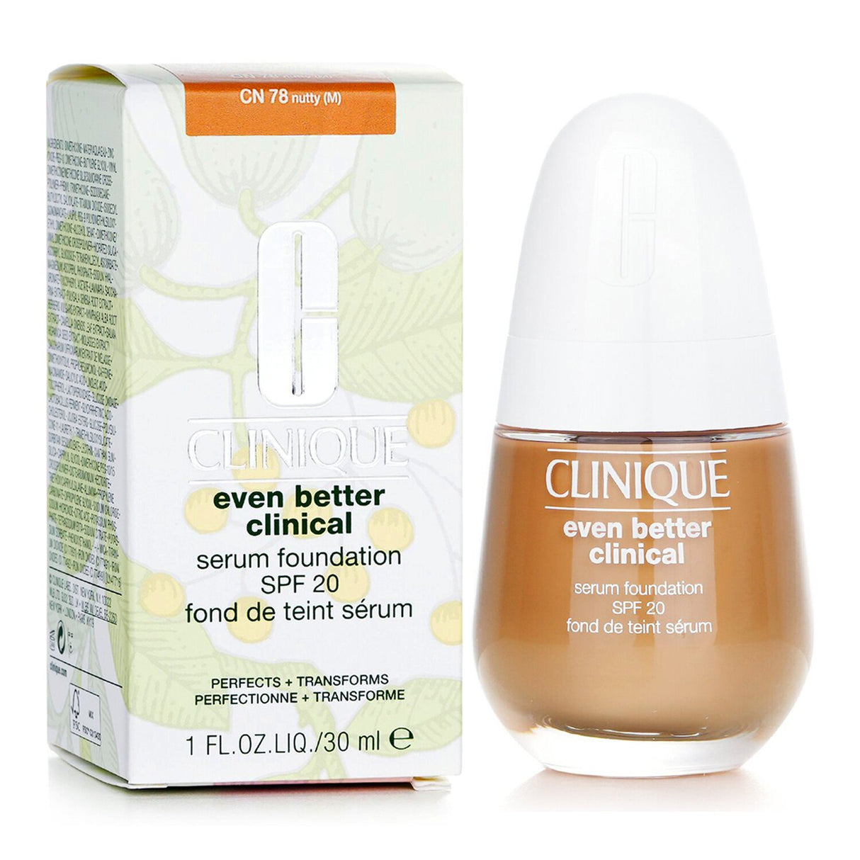Clinique Even Better Clinical Serum Foundation SPF 20 in #CN 78 Nutty provides hydration and coverage for a radiant complexion.
