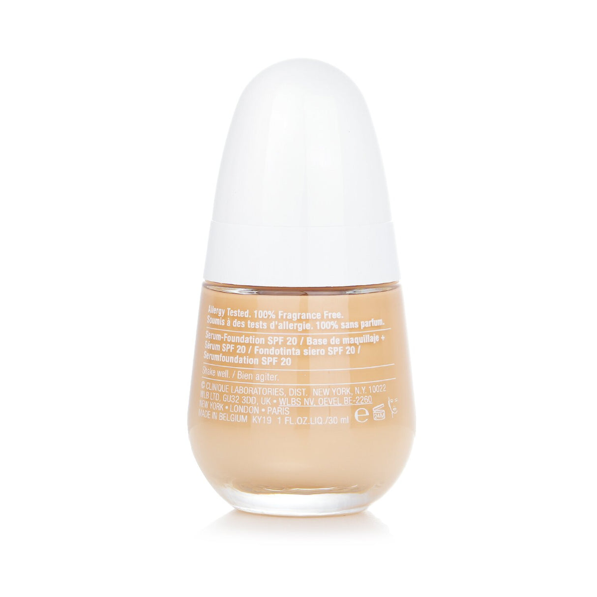 Oil-free Clinique Even Better Clinical Serum Foundation SPF 20 in #WN 16 Buff, offering hydration, coverage, and sun protection.