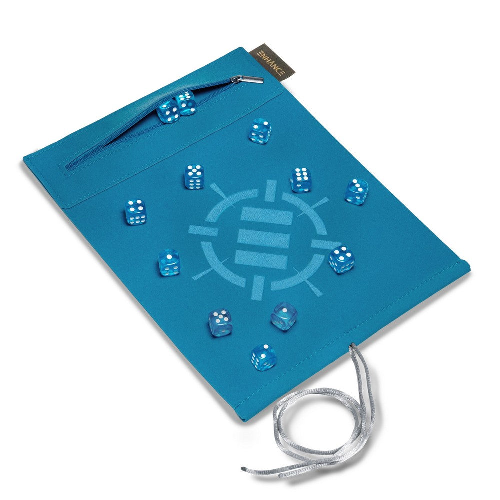 ENHANCE Tabletop Roll on a Scroll 6-sided Dice and Rolling Mat - Blue