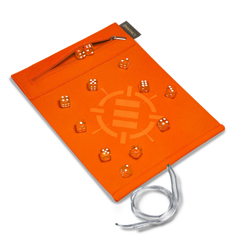 ENHANCE Tabletop Roll on a Scroll 6-sided Dice and Rolling Mat - Orange
