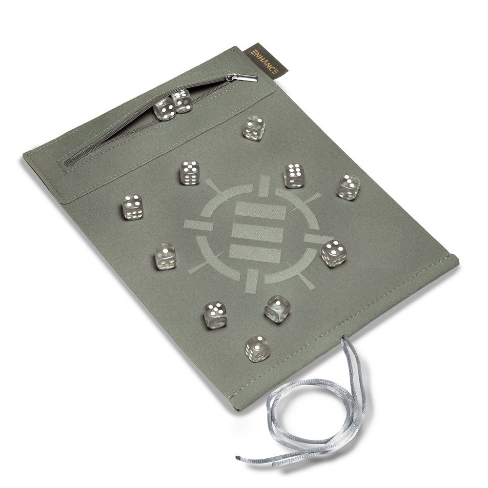 ENHANCE Tabletop Roll on a Scroll 6-sided Dice and Rolling Mat - Silver