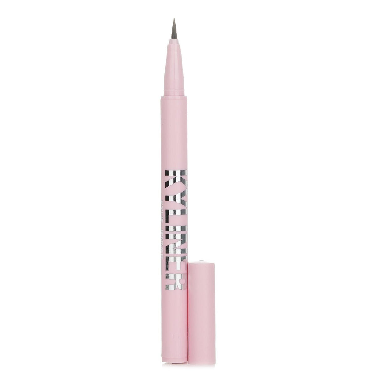 Kylie By Kylie Jenner Kyliner Brush Tip Liquid Eyeliner Pen in black, featuring a flexible brush tip for precision application.