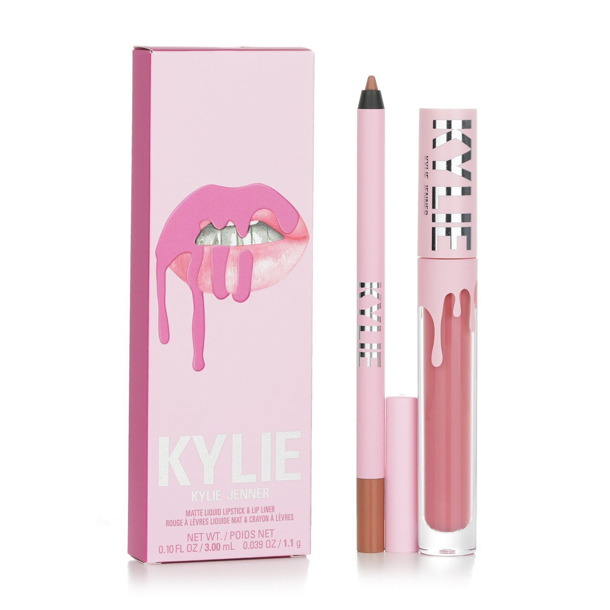 Kylie By Kylie Jenner Matte Lip Kit featuring #808 Kylie Matte, includes a long-lasting liquid lipstick and lip liner duo.