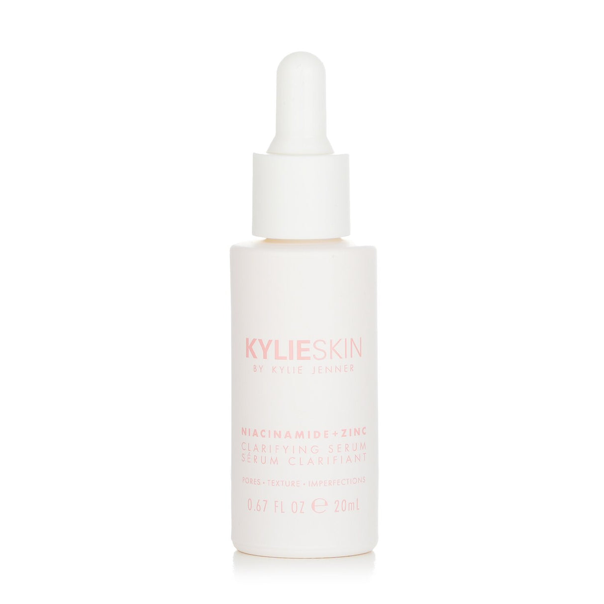 Kylie Skin Clarifying Serum in a 20ml bottle for all skin types, features 3% Niacinamide for clear, radiant skin.