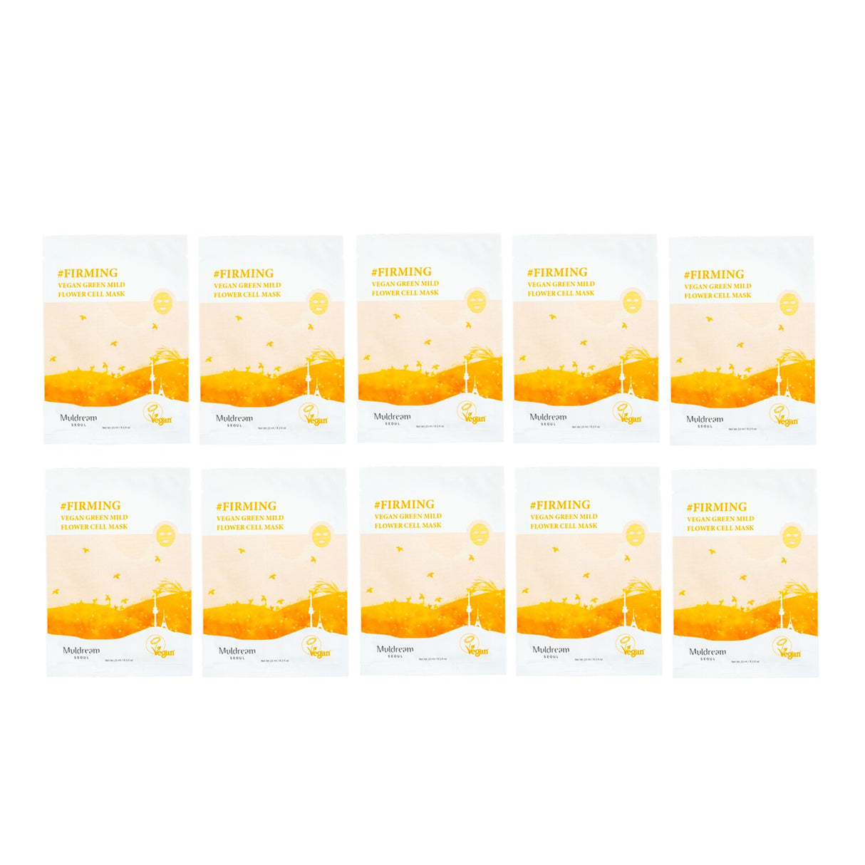Vegan flower cell mask pack designed to rejuvenate dull skin with deep moisture and anti-aging benefits, 10 sheets included.