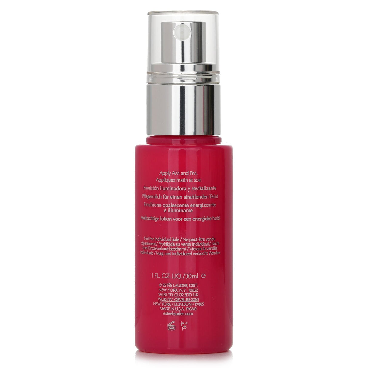 Moisturizing Estee Lauder Nutritious Super-Pomegranate Milky Lotion in a 30ml size, promotes radiant, hydrated skin for all types.