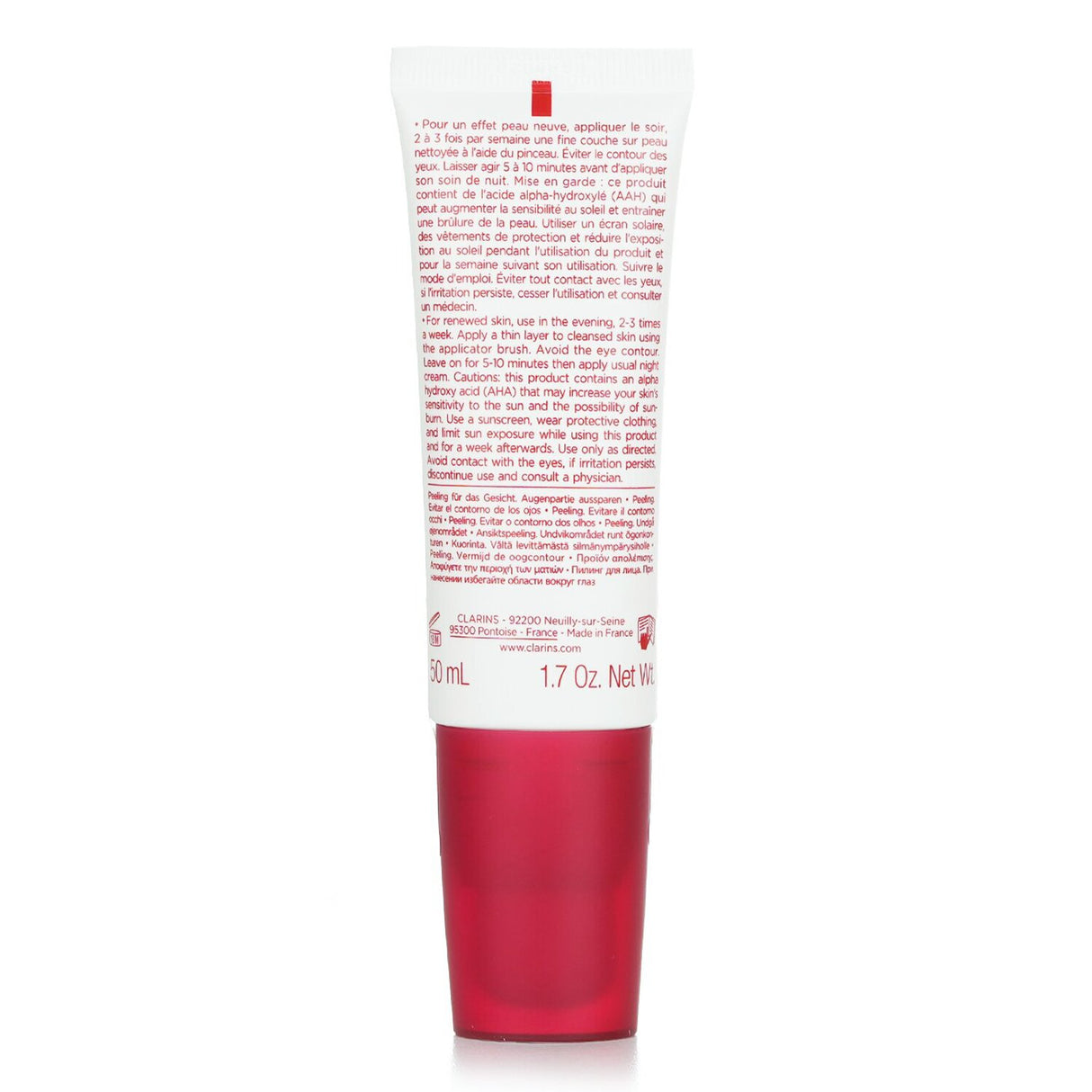 Clarins Beauty Flash Peel 50ml exfoliates and rejuvenates skin for enhanced radiance, suitable for all skin types.