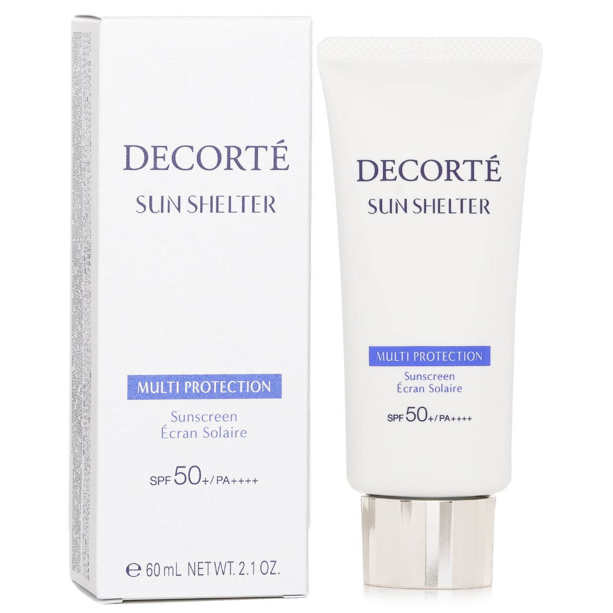 Cosme Decorte Sun Shelter Multi Protection sunscreen, 60ml, offers SPF50+ protection and a lightweight, moisturizing formula.