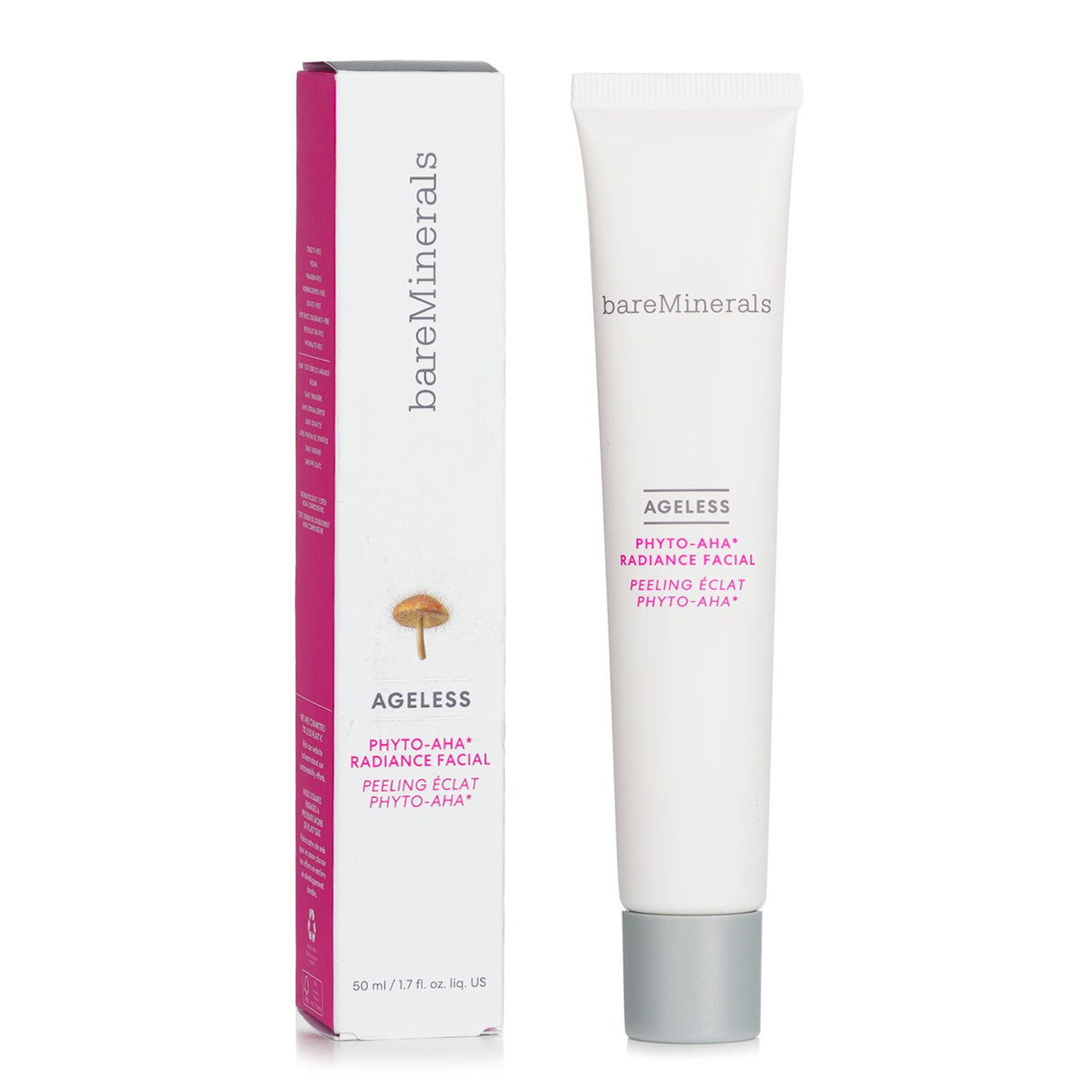 BareMinerals Ageless Phyto AHA Radiance Facial in a 50ml jar, a 3-in-1 treatment for radiant, smooth skin without irritation.