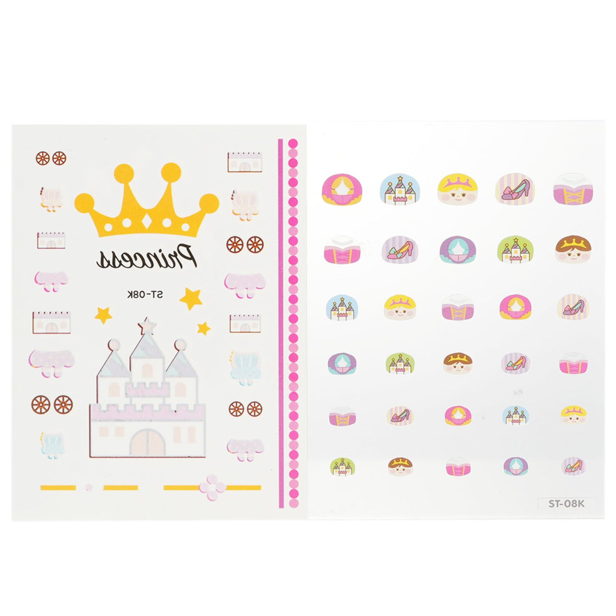 Playful nail and hand tattoos for kids featuring cute designs like French bulldogs, cats, and princesses, safe and durable.