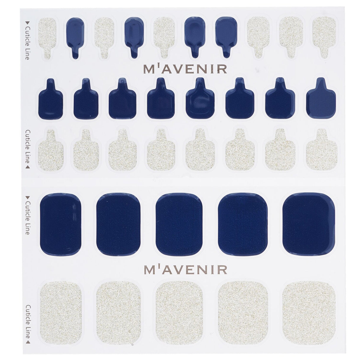 Mavenir - Nail Sticker (Blue) - # Navy Gold Topaz Pedi - 36pcs