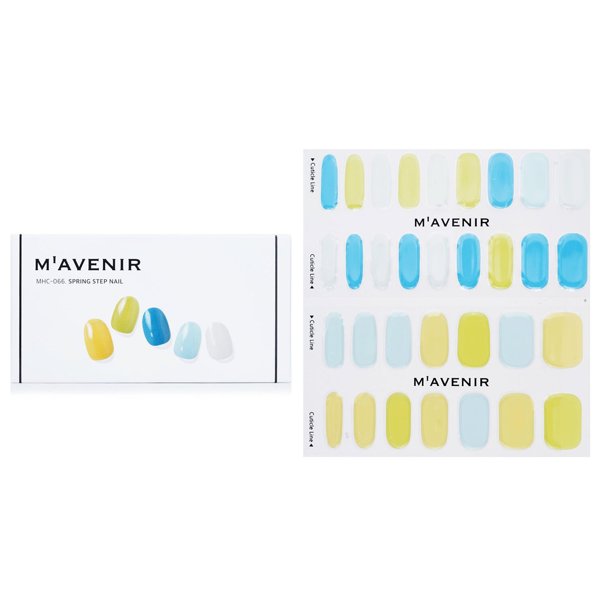 Assorted color nail stickers from Mavenir, featuring 32 premium designs for a salon-quality finish at home.