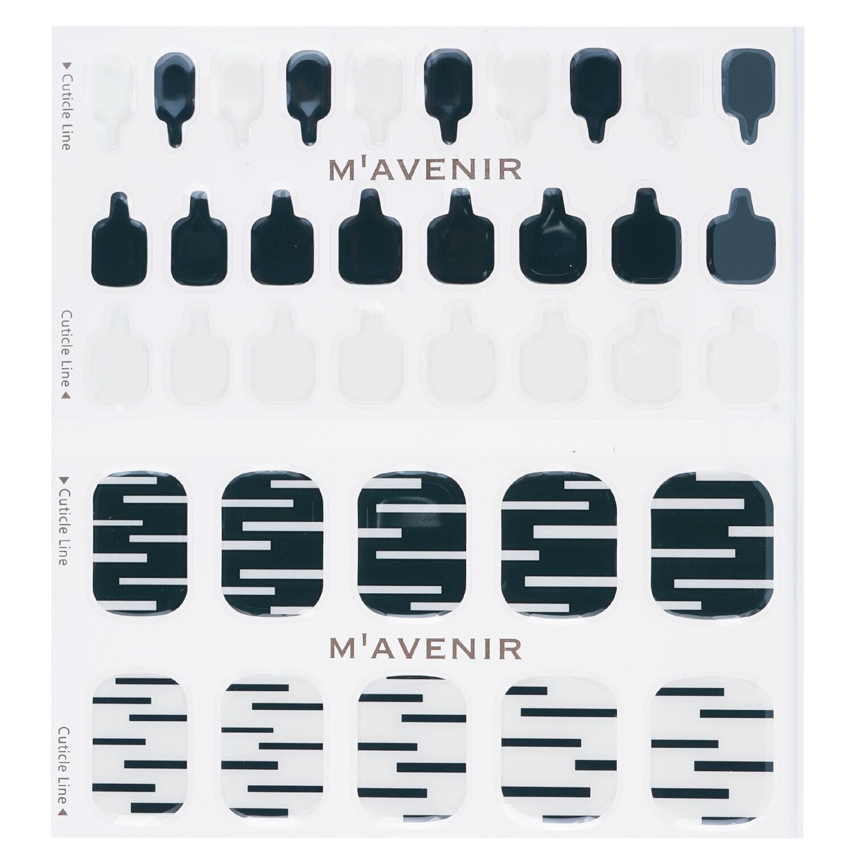 Vibrant Mavenir Modern Line Pedi nail stickers in 36 trendy designs, perfect for easy, salon-quality manicures at home.