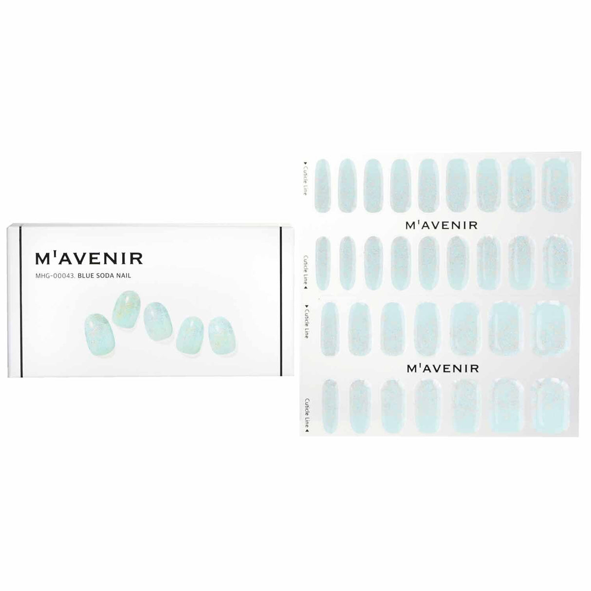 Mavenir Blue Soda Nail Stickers pack of 32 for salon-quality, easy nail art with radiant luster and safe, animal-friendly materials.