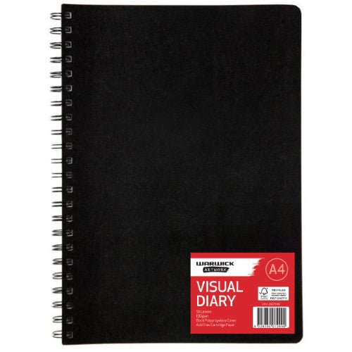 Warwick Diary Visual A4 100gsm 50lf Spiral Bound Black