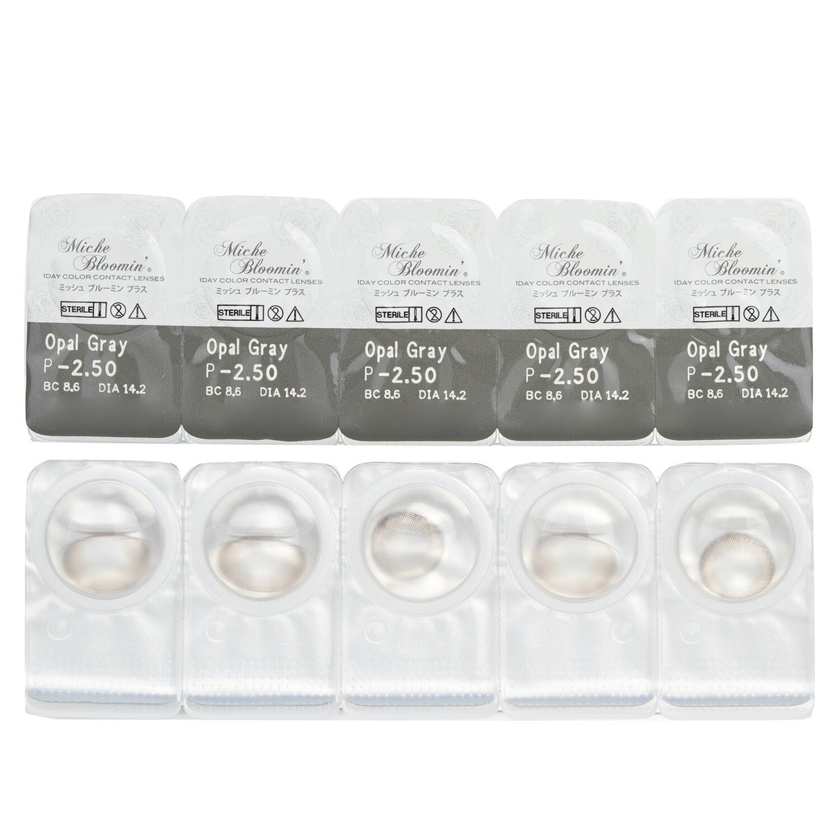 Miche Bloomin' Iris Glow Opal Gray contact lenses enhance your look with a pearlescent effect and all-day comfort.