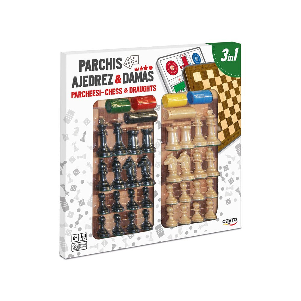 Parcheesi-Chess-Draughts wth Accessories 40cm x 40cm