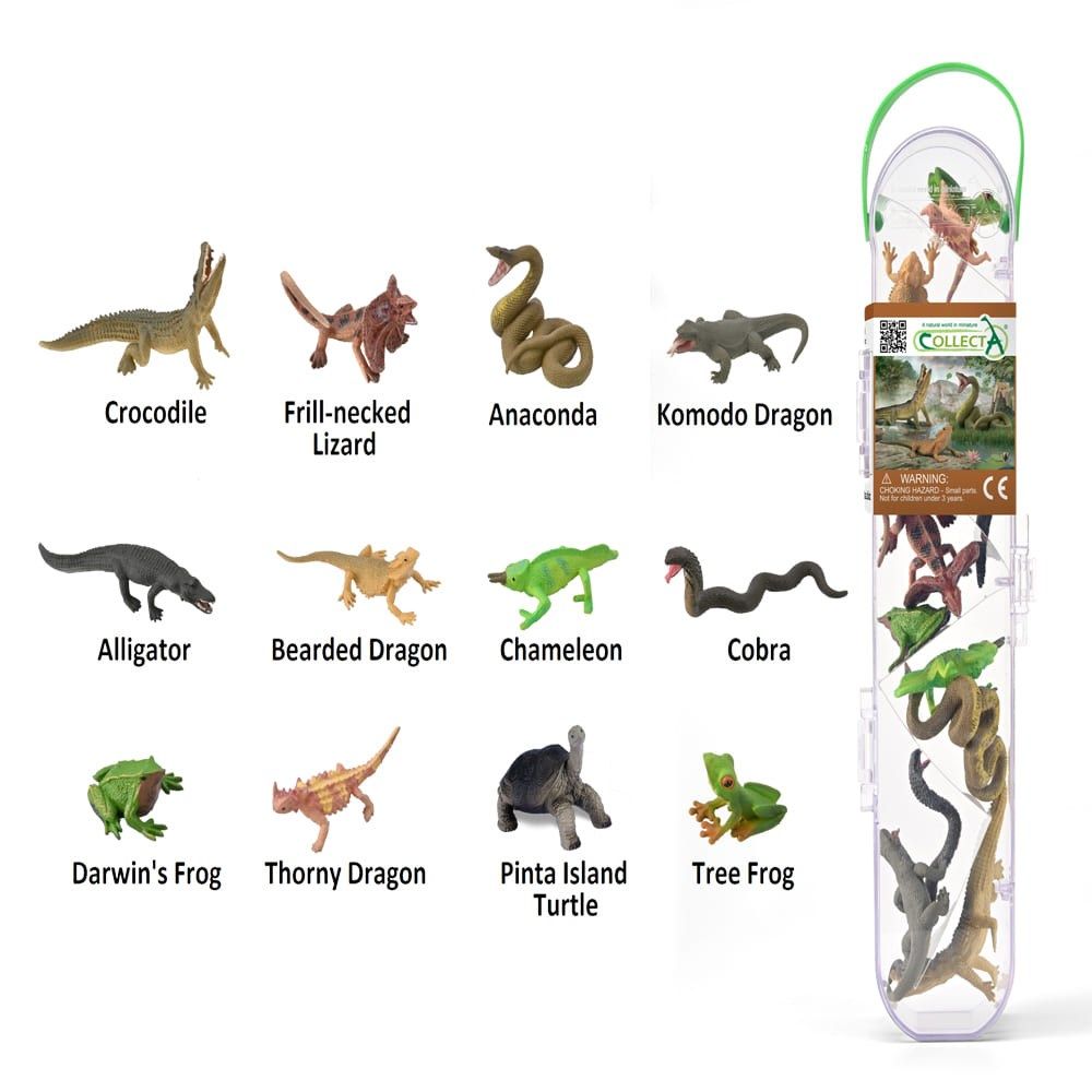 Box of Mini Reptiles & Amphibians (12 Units) CollectA