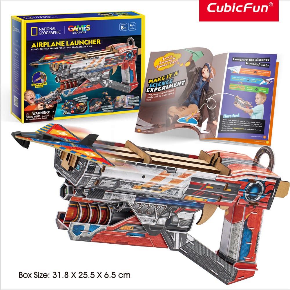 Blue Box Airplane Launcher 3D Puzzle CubicFun