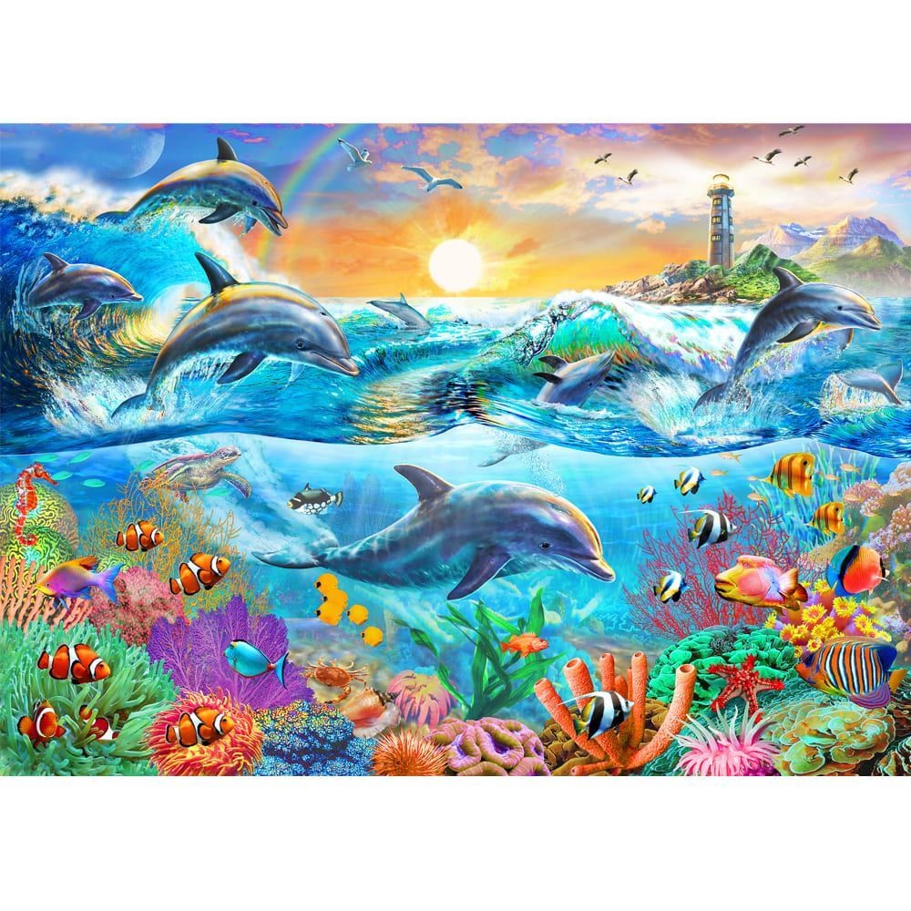 Puzzle - Holdson - Harmony - 500XLpc Puzzle - Dolphins Tropical Wave